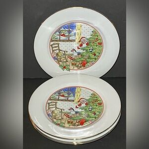 Set Of 4 Home For Holidays Beautiful Christmas 10.5” Dinner Plates Shibata